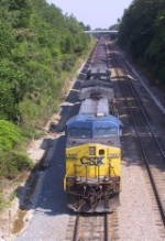CSX 328 is on the point of a loaded coal train
